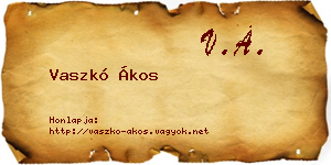 Vaszkó Ákos névjegykártya